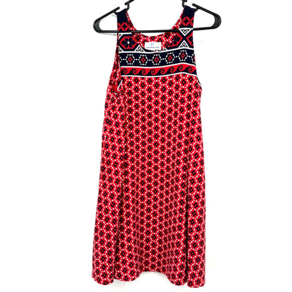 Southern Tide peyton swing dress size medium sleeveless red white blue cayenne